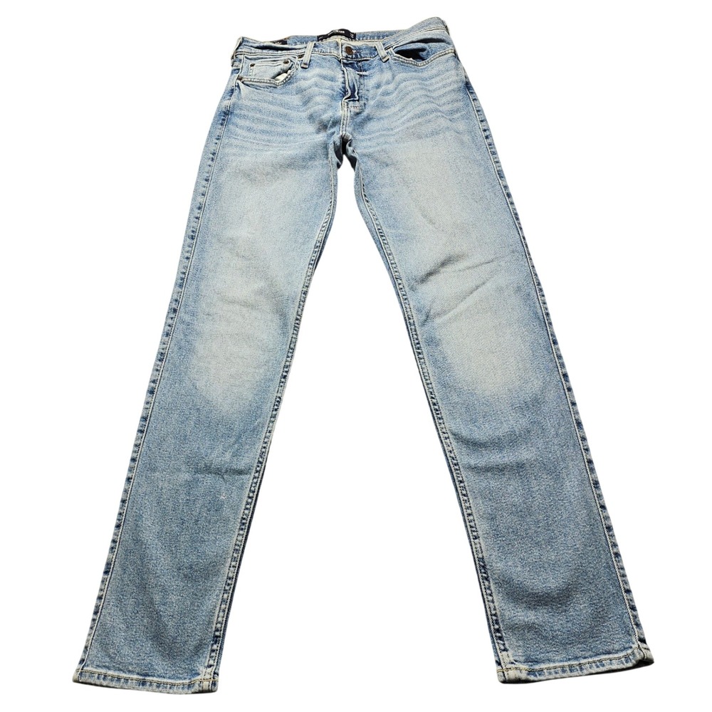 Hollister Epic Flex Dad Jean Mens 32x34 Light Wash Blue Denim Relaxed Straight